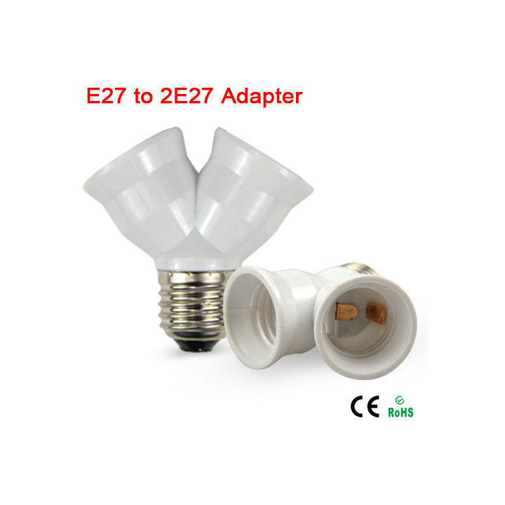 Adaptación 2 socket bombilla led e27 e27 doblador de salida dual 12v 24v 220v lámparas deamx - 10