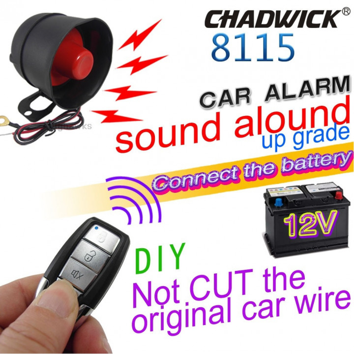 Sirène d'alarme de voiture 2 télécommandes détection de choc de vibration réglable M810-8115 Protection de sécurité antivol