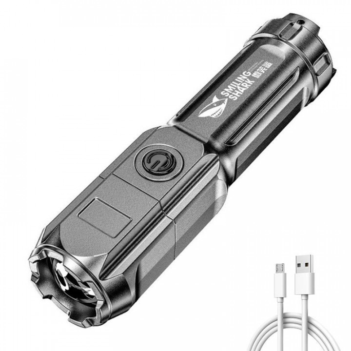 Wiederaufladbare wasserdichte Taschenlampe 5W USB-Akku 18650 Zoom 3 Lichter 500m