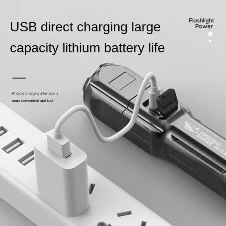 Torcia impermeabile ricaricabile 5w batteria usb 18650 zoom 3 luci 500m