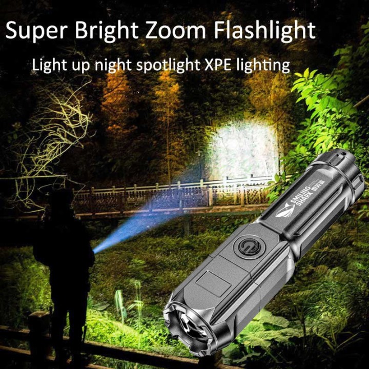 Rechargeable waterproof light torch 5w usb battery 18650 zoom 3 lights 500m