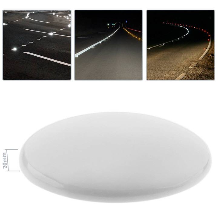 Plot Round ceramic road reflector 10cm white Reflective road street ground sign. to glue SE120