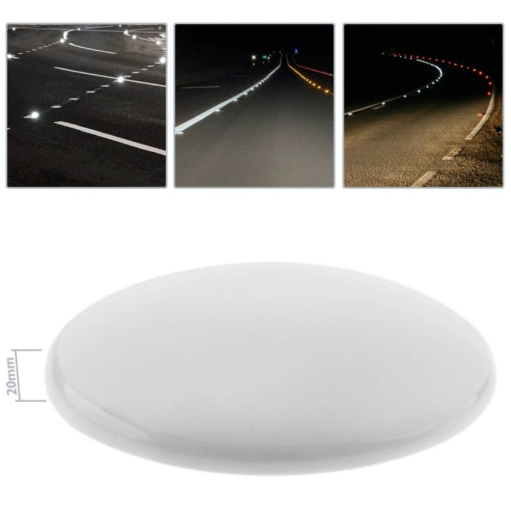Trama Riflettore stradale rotondo in ceramica 10cm bianco Segnale stradale riflettente stradale. per incollare SE120