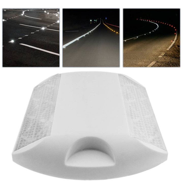PLOT Réflecteur routier 103x87mm. pour route rue trottoir sol Capteur de sol en plastique blanc SE112
