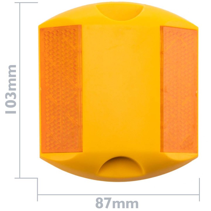 PLOT Réflecteur routier 103x87mm. pour route rue trottoir sol Capteur de sol en plastique jaune SE113