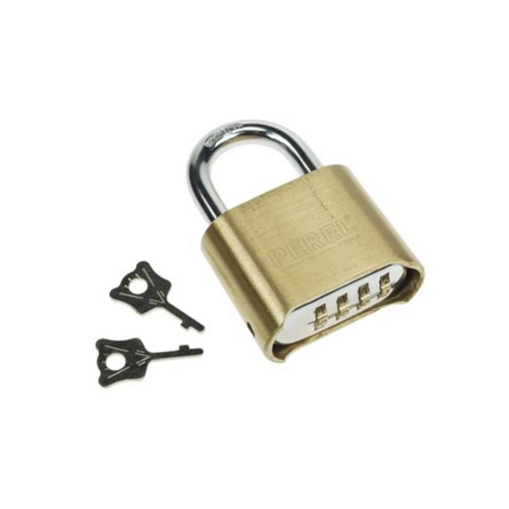 Combination padlock 50mm security 4 numbers opening closing security lock 4 dial brass jr  international - 1