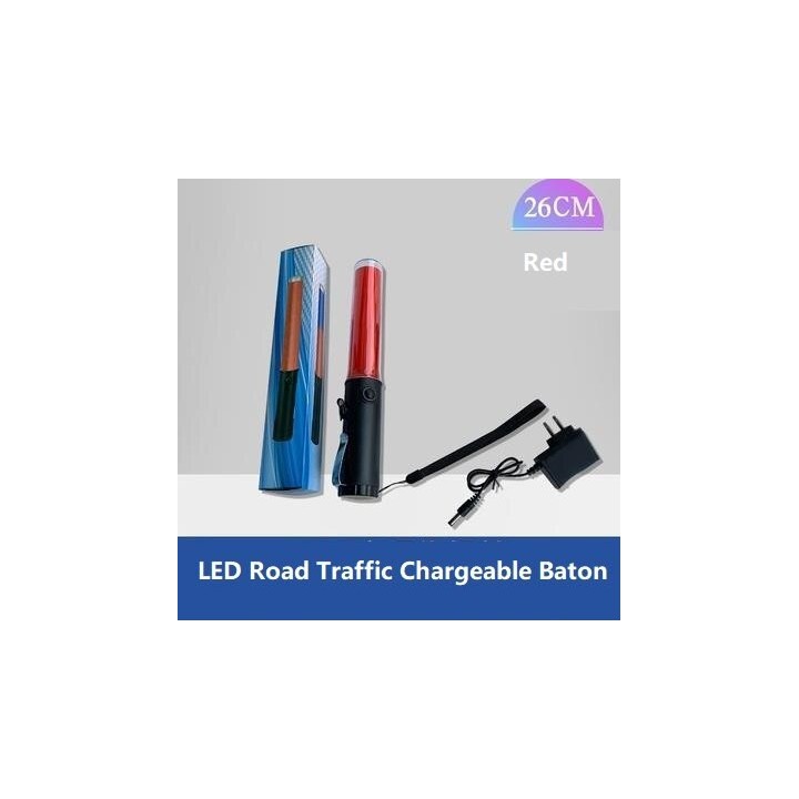 Baton lumineux led rouge + batterie rechargeable + chargeur 220v 5v support magnetique