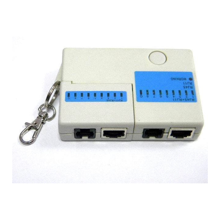 Rj45 rj11 mini cat5 network lan cable tester keychain jr international - 1
