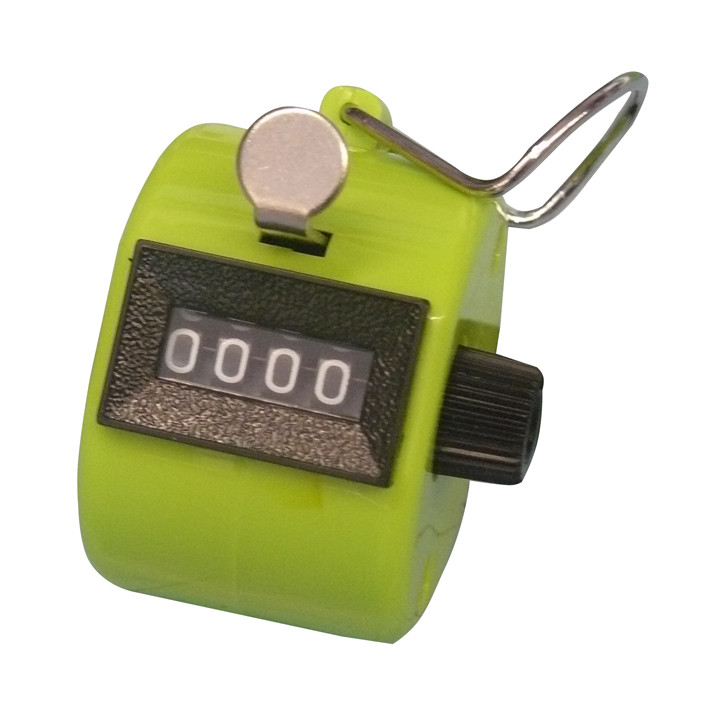 Green tally counter clicker golf mechanical 4 digit number counts 0-9999 hand held manual jr international - 2
