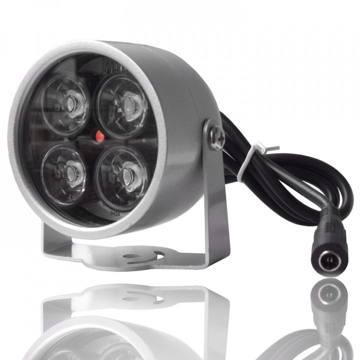 Proyector por infrarrojos resistente al agua 4 leds cámara de visión nocturna para vigilancia nocturna jr international - 1