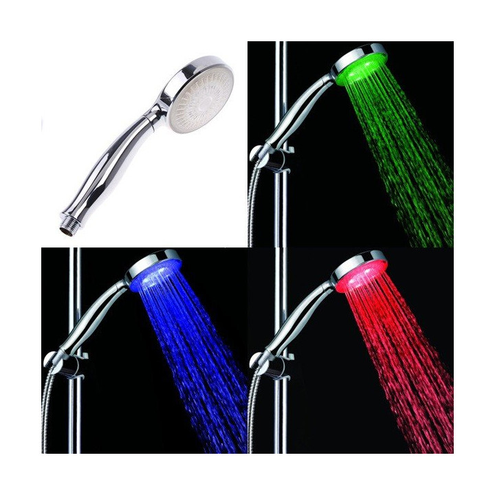 Led shower head 7 colors change water flow power water saving jr international - 9