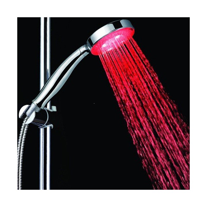 Soffione led soffione doccia di luce 7 colori illuminazione rosso verde blu jr international - 4