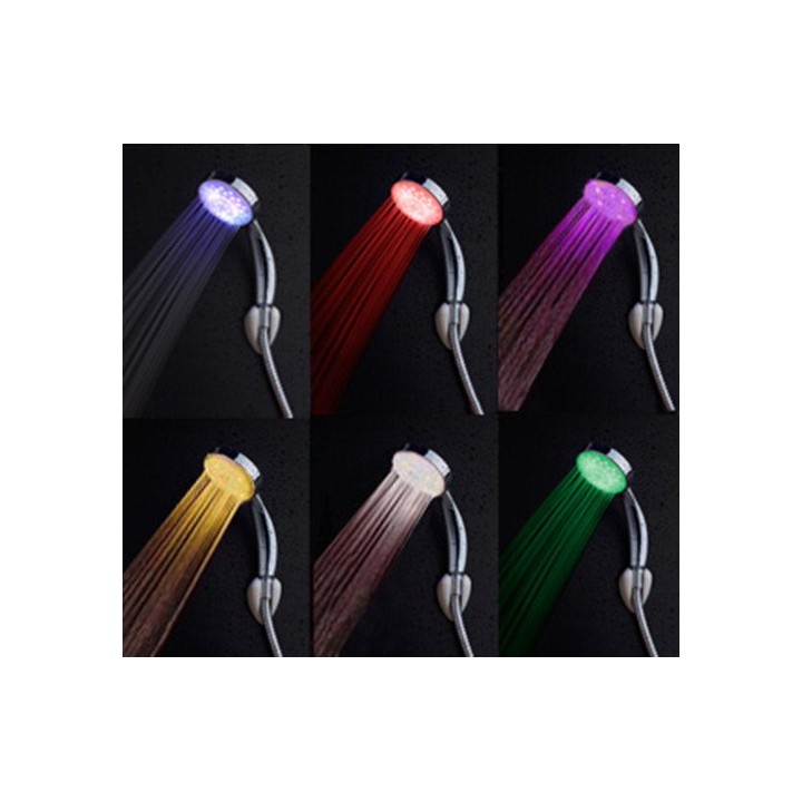 Soffione led soffione doccia di luce 7 colori illuminazione rosso verde blu jr international - 8