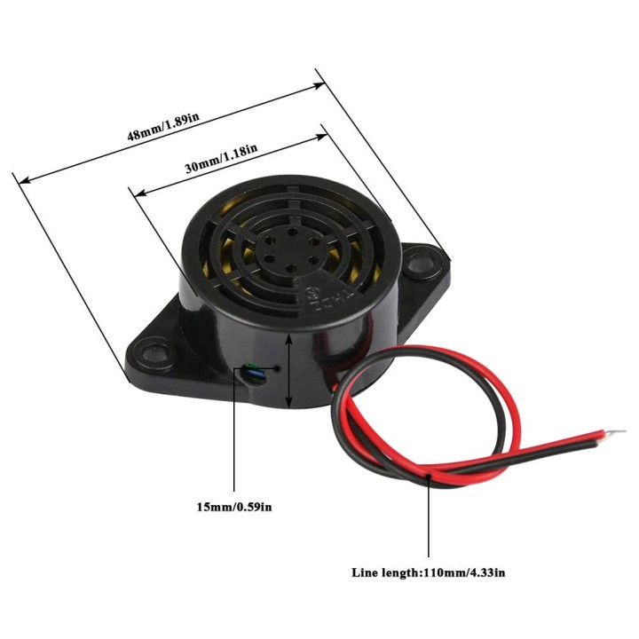 95dB allarme alto-decibel 3-24V 12V Buzzer elettronico Beep continuo per Arduino SFM-27 jr international - 7