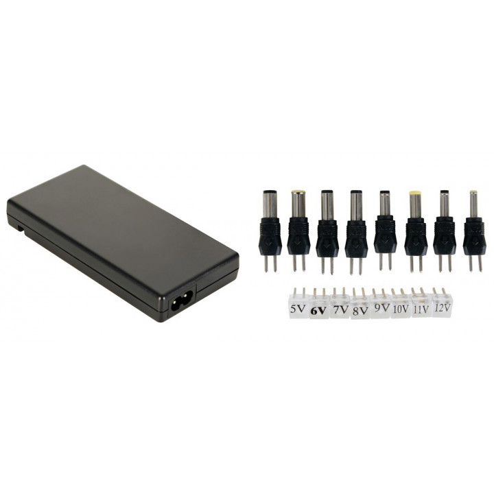 Compact switching power supply with 8 selectable outputs : 5 to 12vdc - 60w jr  international - 4