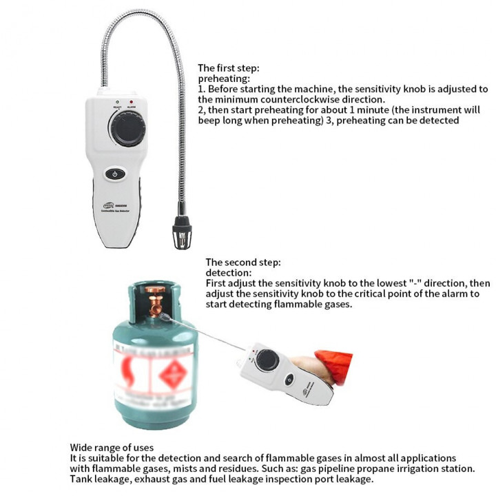 Rilevatore di gas infiammabile portatile gm8800b cercafughe di gas, con allarme sonoro e luminoso, sensibilità regolabile
