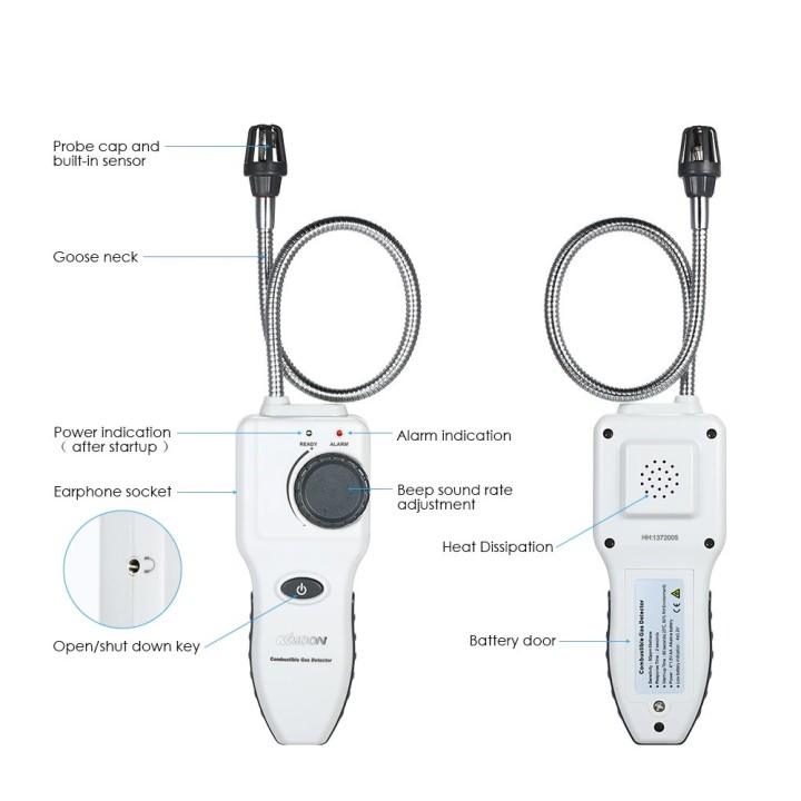 Detector de gas inflamable portátil gm8800b probador de fugas de gas, con alarma de luz y sonido, sensibilidad ajustabl