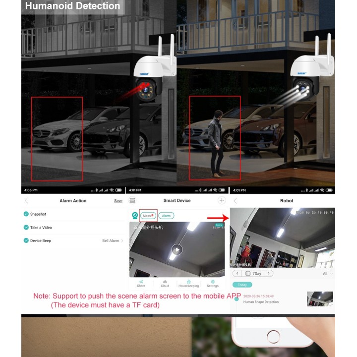 Telecamera a colori da esterno audio dome wireless wifi IP ptz 1000p zoom 4x visione notturna ip66