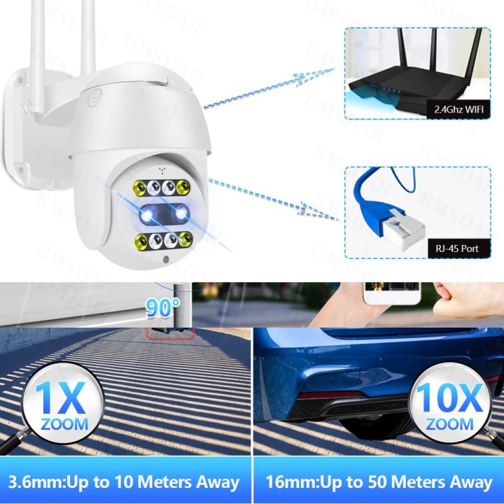 Camera couleur exterieure audio dome sans fil wifi IP ptz 1000p 10x zoom vision nocturne ip66