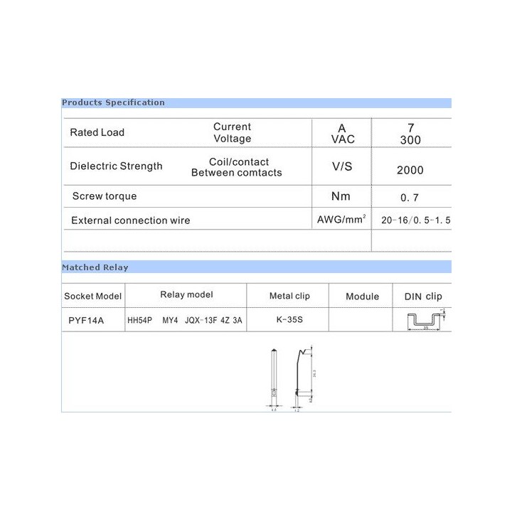 Supporto relè pyf14a omron my4 hha54p 14 pin 13f jqx-4z 3a 300v 7a dealx - 1