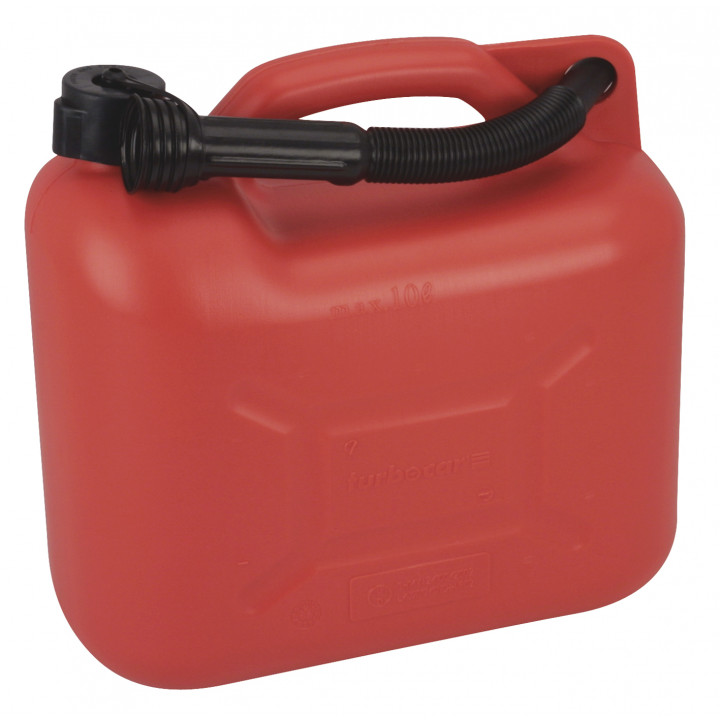 10l jerry can 10 liter red plastic spout 146,439 approved chemical diesel fuel cartec - 1