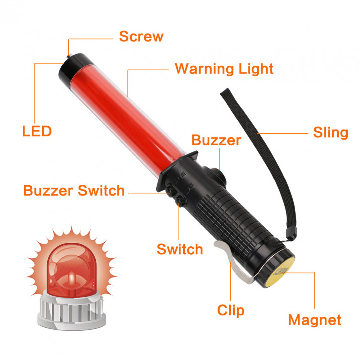 5 Light stick 26cm torch LED lighting red light airport road traffic eclats antivols - 2