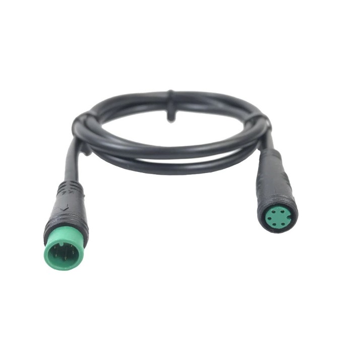 Cable de extensión impermeable para bicicleta eléctrica, conector verde macho a hembra de 5 pines, 80 cm de longitud