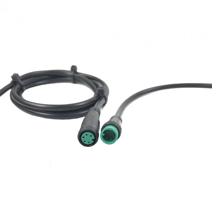 Cable de extensión impermeable para bicicleta eléctrica, conector verde macho a hembra de 5 pines, 80 cm de longitud