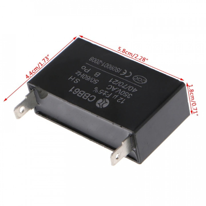 CBB61 Metallized Capacitor for Motor Start-up Ceiling Fan 500VAC 12uF 12mf