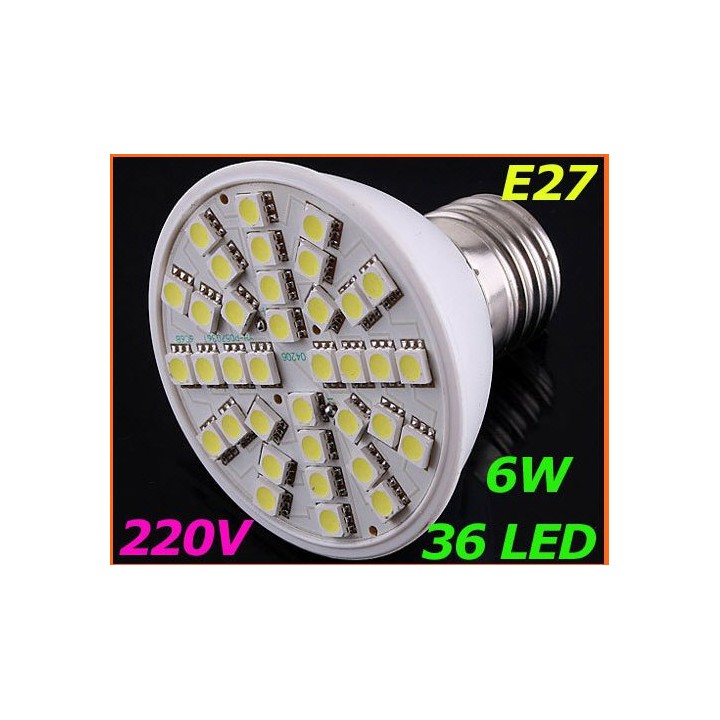 Bombilla spot de iluminación 220v 6w e27 36 led de luz 230v 240v baja energía jr international - 1