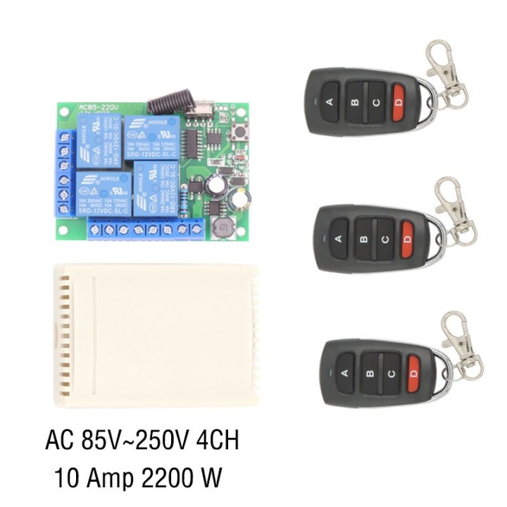 Télécommande Sans Fil AC 220 V 4CH 4 CH Système CommutateurLumière Commutateur Relais Module Récepteur Radio Émetteur 433Mhz