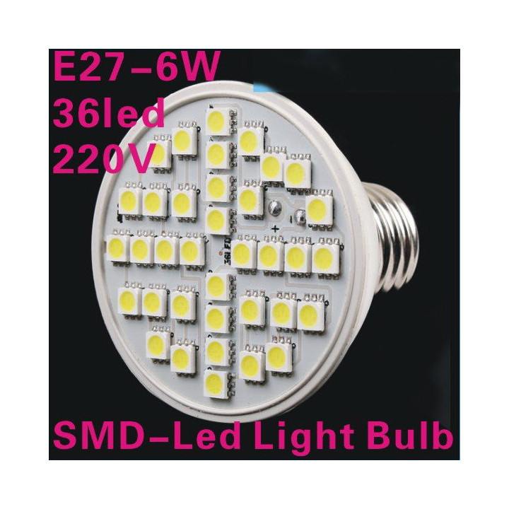 Ultra bright 220v 6w e27 36 led light bulb lamp led spot white bulb energy saving jr international - 6