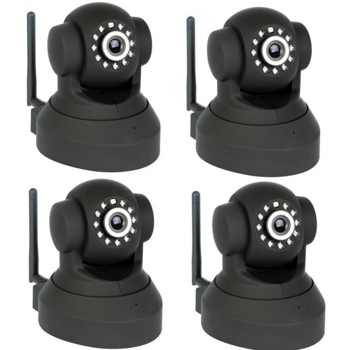 4 motorized ip camera wireless color video quadra iphone compatible audio pan tilt movement detector camip4 jr international - 1