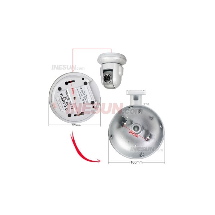 Supporto video camera duomo per montaggio al soffitto supporti per videocamere di sorveglianza jr international - 1