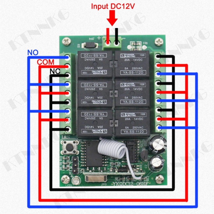 Ricevitore radio 12v 6CH 6 canali + 5 relè interruttore luce telecomando wireless 433Mhz