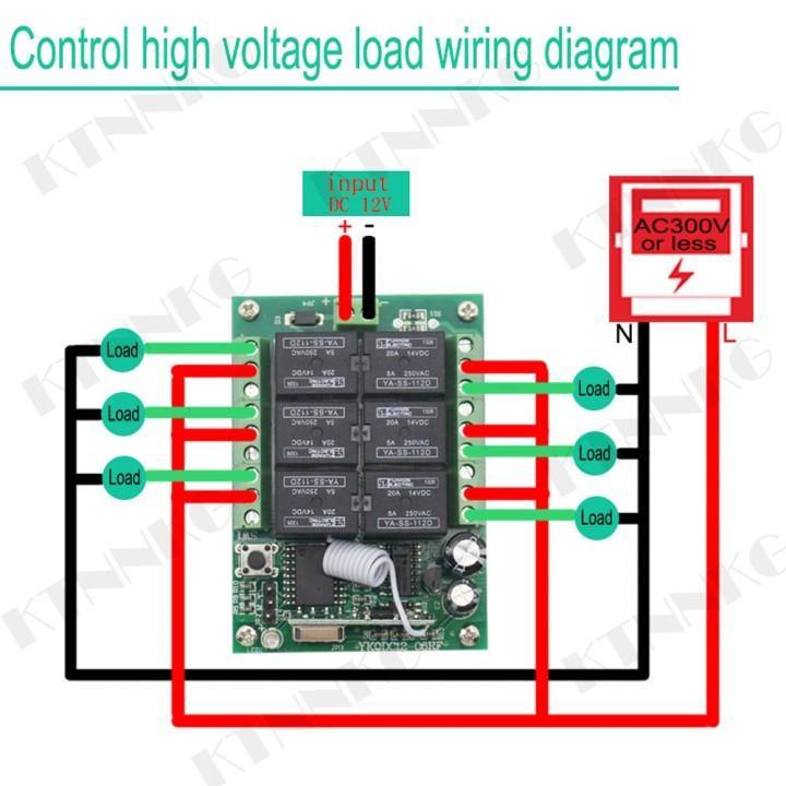 Ricevitore radio 12v 6CH 6 canali + 5 relè interruttore luce telecomando wireless 433Mhz