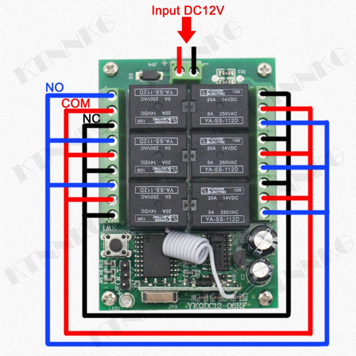Ricevitore radio 12v 6CH 6 canali + 5 relè interruttore luce telecomando wireless 433Mhz