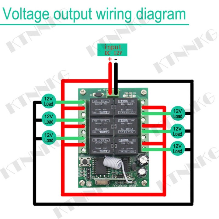 12V 6CH 6-Kanal-Funkempfänger + 5 drahtlose Fernbedienung Lichtschalter Relais 433 MHz