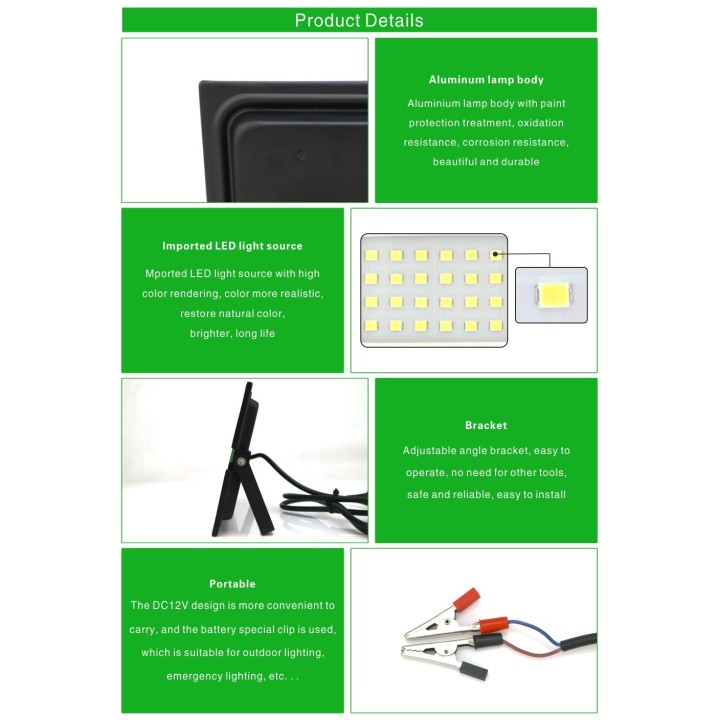 LED projector lighting 12V DC 50w cold white waterproof ip66 portable light SMD2835 4500 lumen