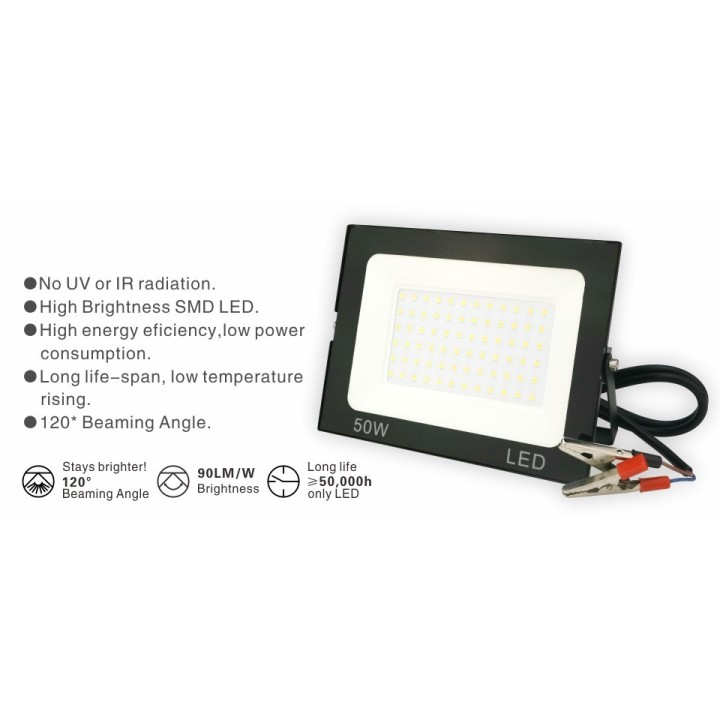 LED projector lighting 12V DC 50w cold white waterproof ip66 portable light SMD2835 4500 lumen