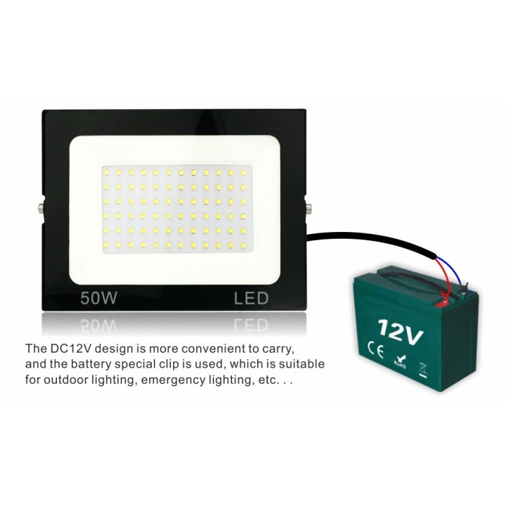 Proyector LED de iluminación 12V DC 50w blanco frío impermeable ip66 luz portátil SMD2835 4500 lumen