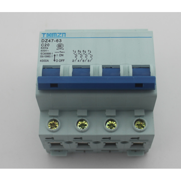 3p +n 20a 400v circuit breaker break electrical dz47-63  4-pole  20 amp schneider electric - 1