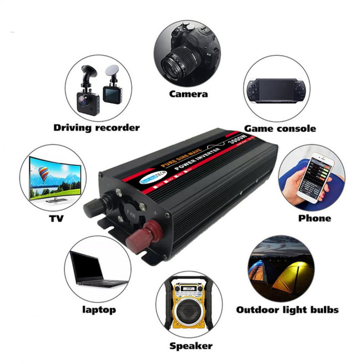 3000W Pure Sine Wave Inverter Transformer Voltage Converter Power 48V to 220V