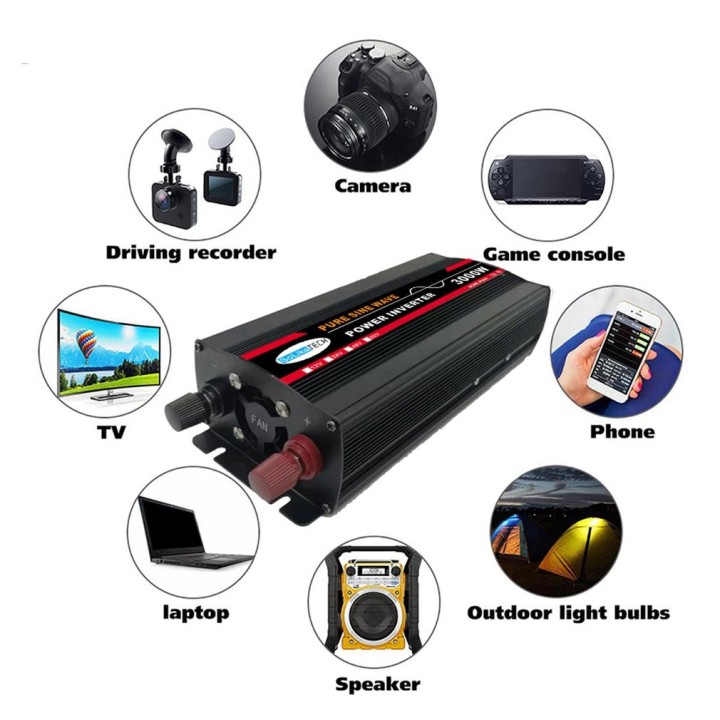 Transformador inversor de onda sinusoidal pura de 3000 W, potencia del convertidor de voltaje de 48 V a 220 V