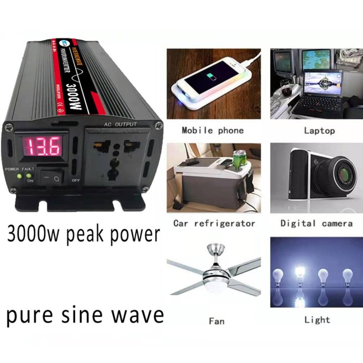 Onduleur onde sinusoïdale Pure 3000W transformateur tension convertisseur puissance 48V vers 220V