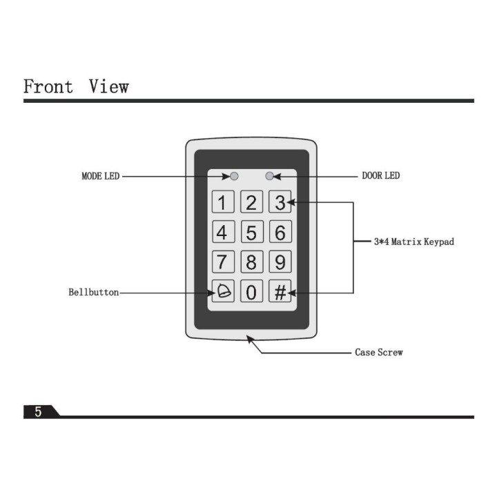 Keyboard card reader em control 125khz sac-101 standalone access 12v waterproof metal outdoor sac-101 jr international - 10