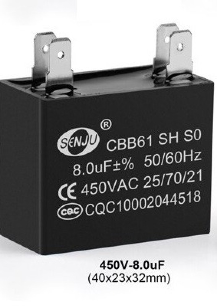 CBB61 Condensador Metalizado para Motor de Arranque Ventilador de Techo 500VAC 8uF 8mf