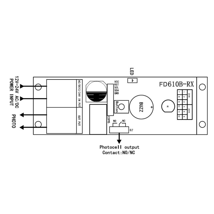 Infrared barrier cell on board backup battery 3v electronic laser beam 8~12m ac/dc 12~24v