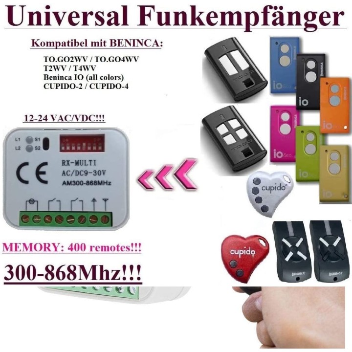 Receptor 300 MHz 310 MHz 315 MHz 318 MHz 390 MHz 433,4 MHz 433 MHz 433,92 MHz 868 MHz 868,8 MHz