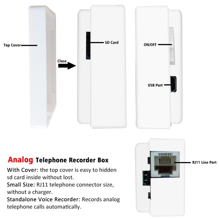 Grabación de conversación telefónica grabadora de teléfono automática usb